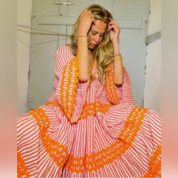 CORAL LUXURY DRESS Flora Sardalos Hydra Ric Rac trimmed dress - Picture 5 of 17